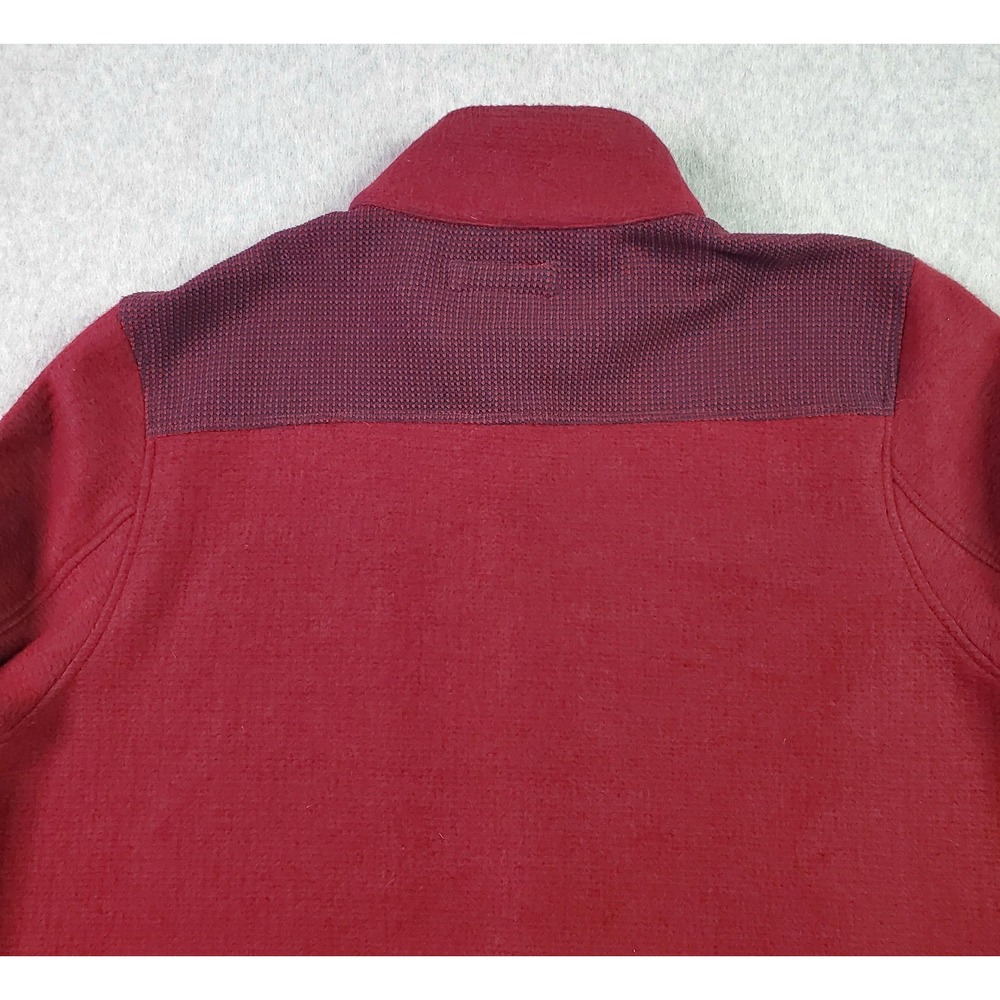 carbon2cobalt Shirt Jacket Mens Large Red Snap Front Waffle Knit Lined Pockets - Picture 13 of 15